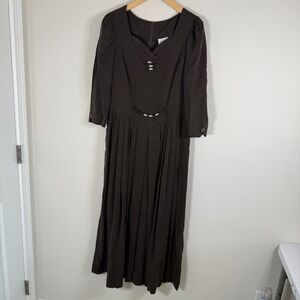 Meico LandHaus‎ Look Vintage VTG Pleated Puff Beaded Maxi Dress Gray Size 14